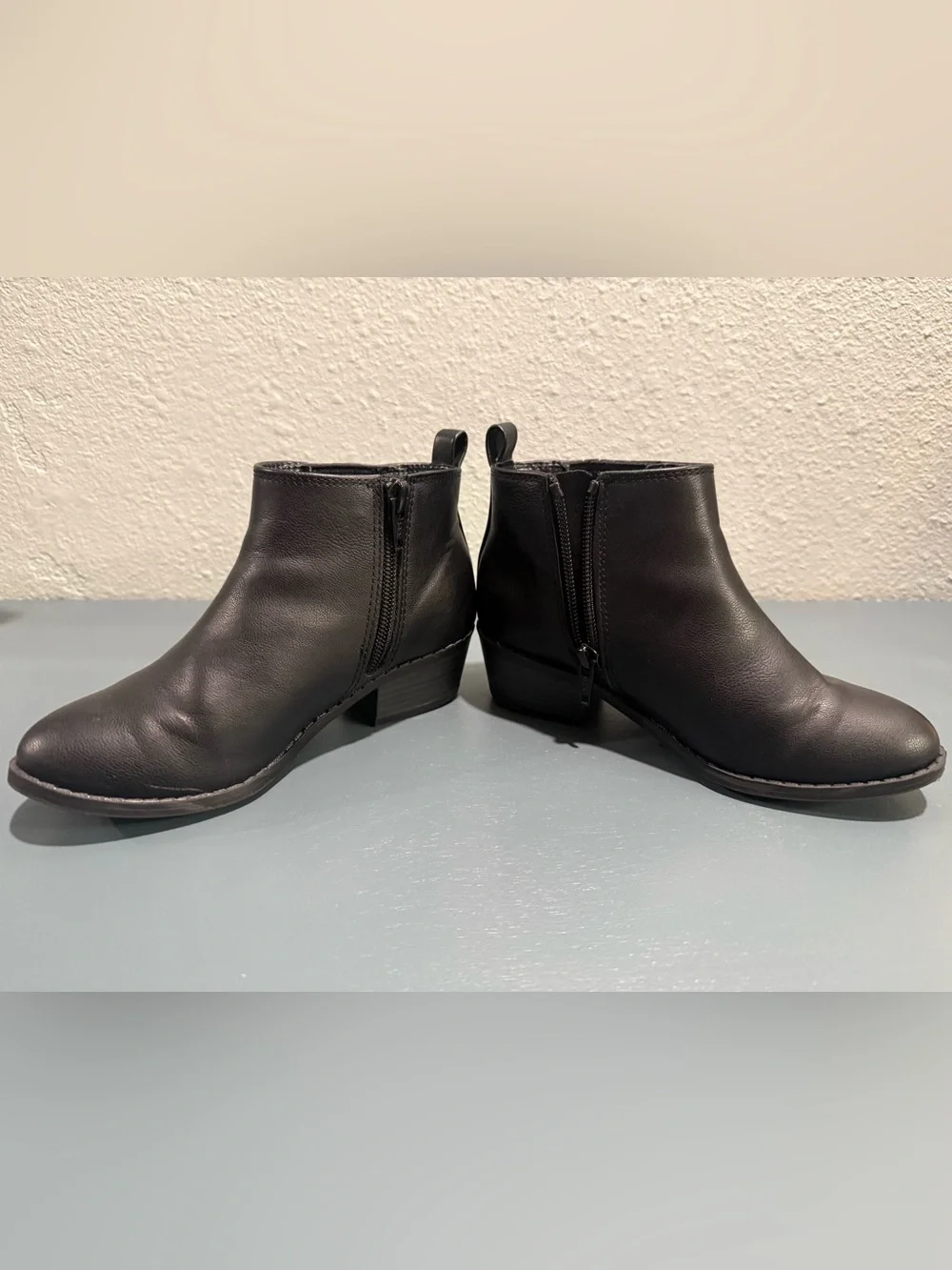 Old Navy - Girl’s Black Leather Ankle Booties - Slip-On